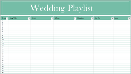Conceptual image of a music playlist spreadsheet