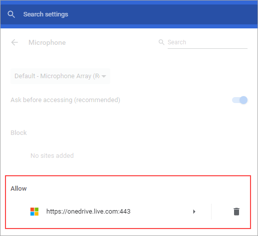 Make sure the site is listed under Allow.