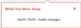 PowerPoint for Office 365 shows you who made changes to your shared file while you were away