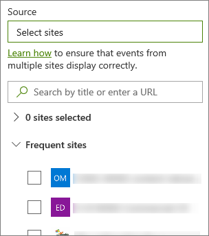 Select a source for Events