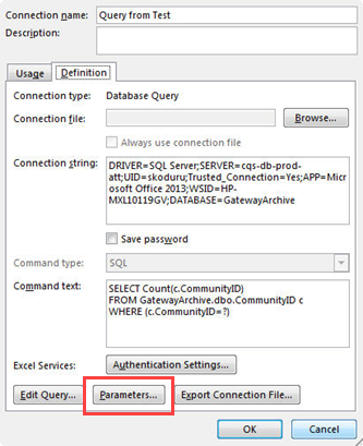 Connection Properties dialog box