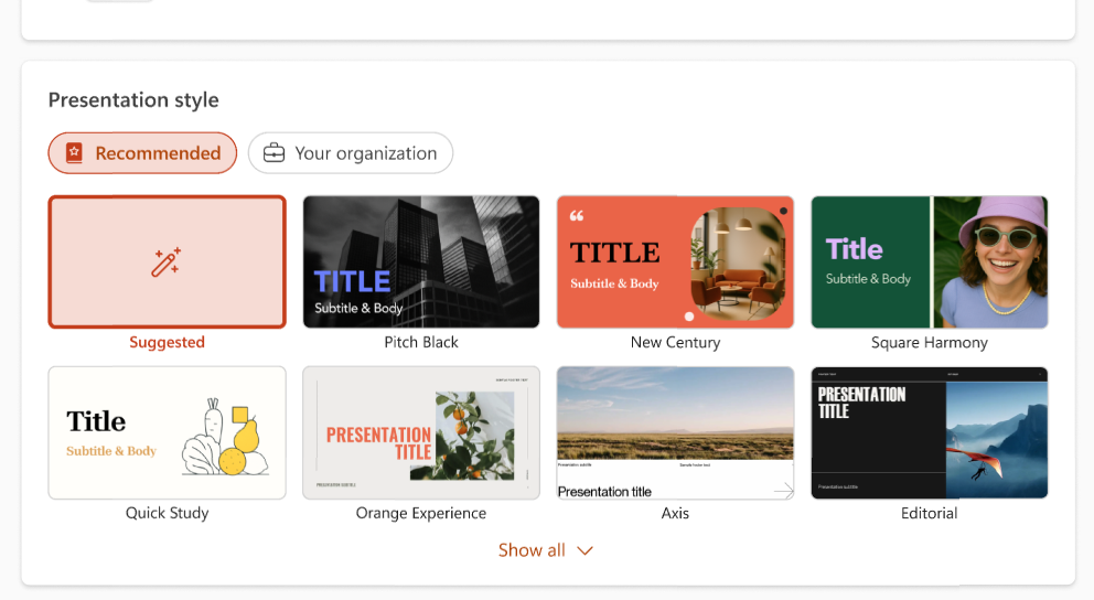 Create Presentation Presentation Style
