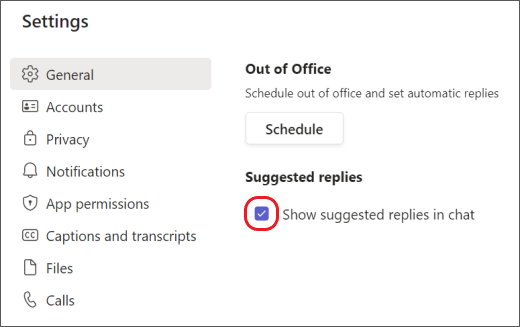 Suggested replies setting