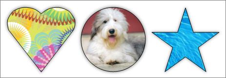 Screenshot of a collage in Publisher showing pictures with different shapes