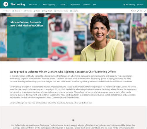 Screenshot of a news post