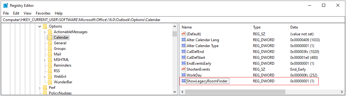 An image of the windows registry.