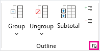 In the Outline group, click the dialog box launcher