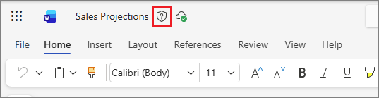 Sensitivity label icon in Office on the web, using a Word document as an example