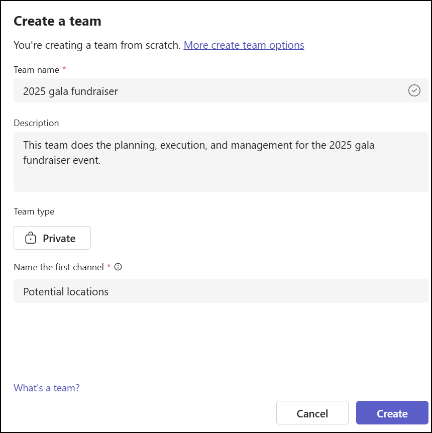 Create a team from scratch.