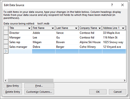 Edit data source dialog