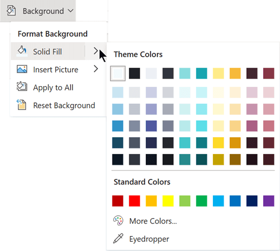 Format the background with color.