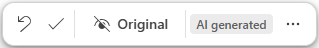 Copilot shortcuts button in Copilot Pages with options to discard edits, keep edits, or toggle between original version and new edits.