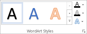 The WordArt Styles group