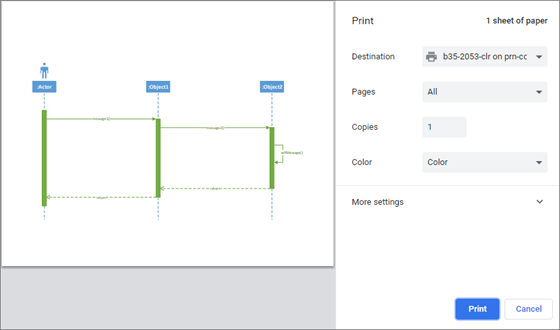 The appearance of Print window varies slightly, depending on which web browser you're using.