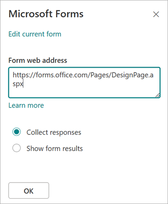 Your form address will automatically populate in the Form web address field.