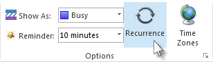 Recurrence command on the ribbon
