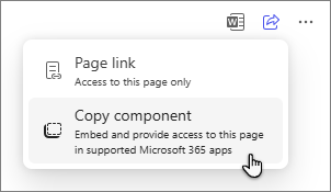 Copilot Pages share a page option of copy component.