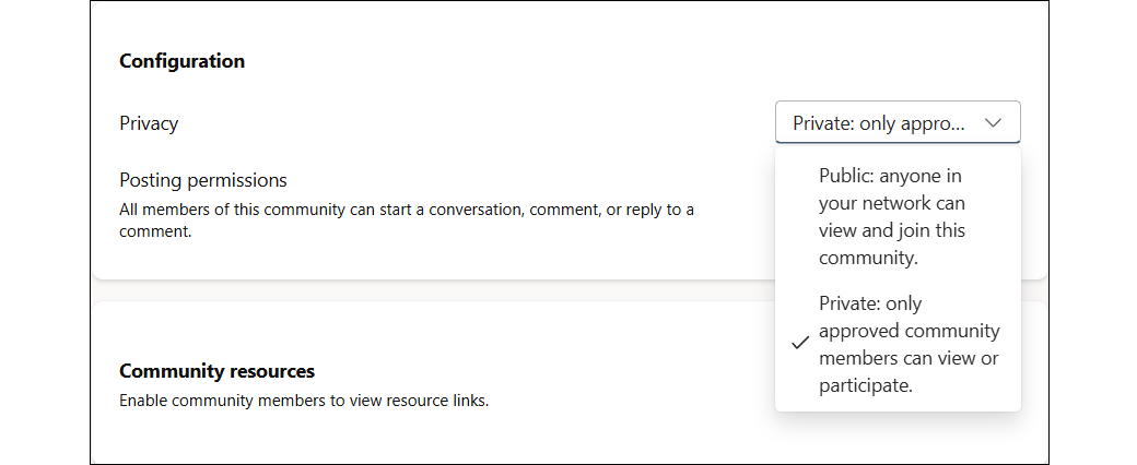 Screen cap for the Dialog to change a community to Private before deletion