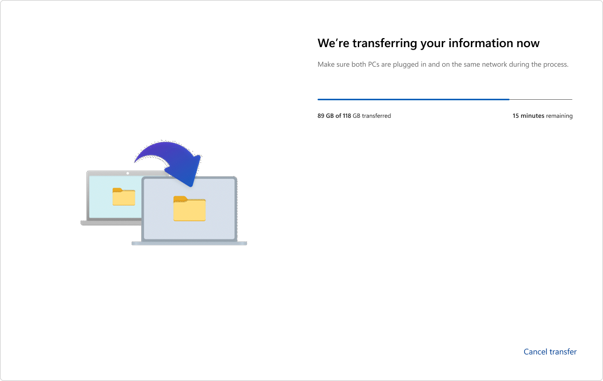 OOBE icon used for the PC to PC transfer process.