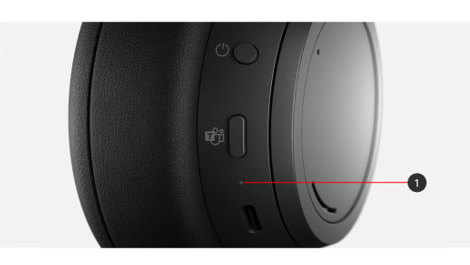 Callout showing light on Surfaces Headphones 2+