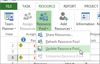 Update resource pool after editing resources in a sharer file