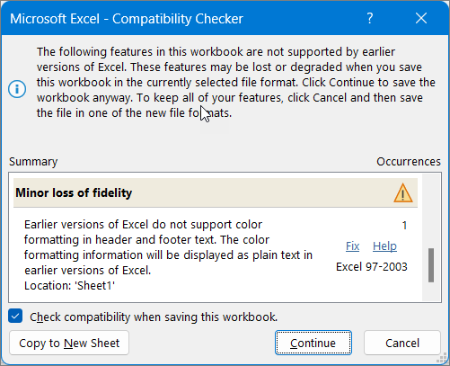 Use Fix to resolve compatibility issues