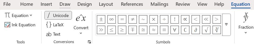 Unicode conversion mode in a word document.