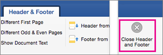 On the Header and Footer tab, Close is highlighted