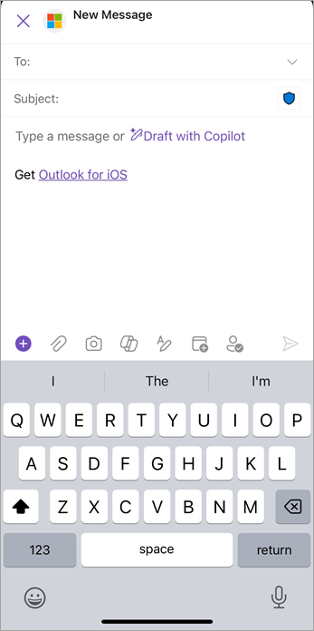 Select the attach (paperclip) icon to add files or images to your email.
