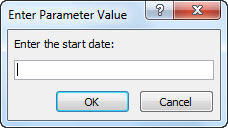 Parameter prompt with the text "Enter the start date:"