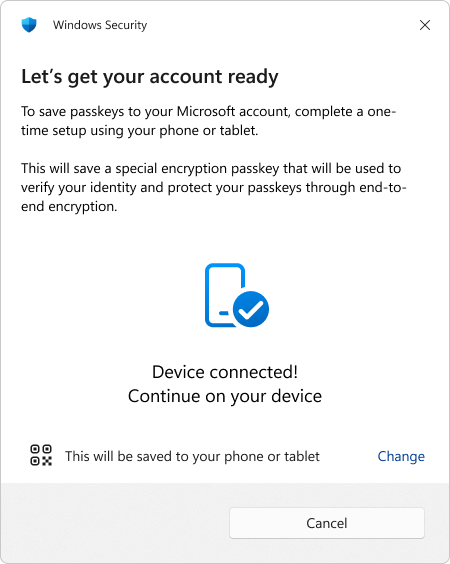 Screenshot of the passkey encryption creation.