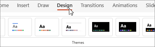 Design tab themes screenshot.