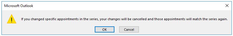 Dialog to explain what happens to specific appointments.