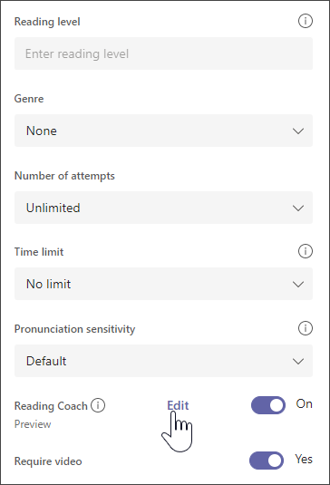 screenshot of the selected passage, with additional options for modifying the assignment
