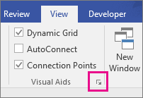 Launcher for the Snap & Glue dialog box in Visio 2016