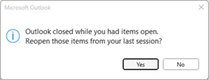 Outlook last session error