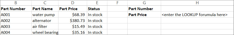 An example of how you might use the LOOKUP function