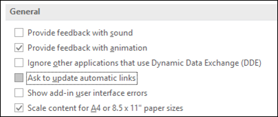 Image of the Ask to update automatic link option